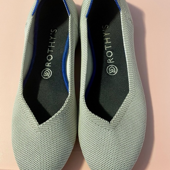Rothy's Shoes - Rothy's Women's Light Gray Flats with Blue Trim